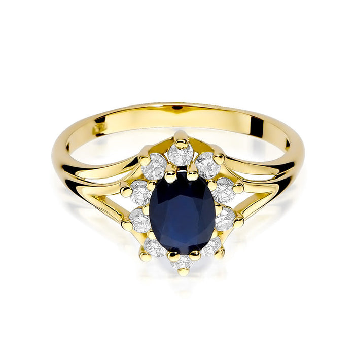 Inel Aur 14k cu Safir 0.90 ct si Diamante Naturale