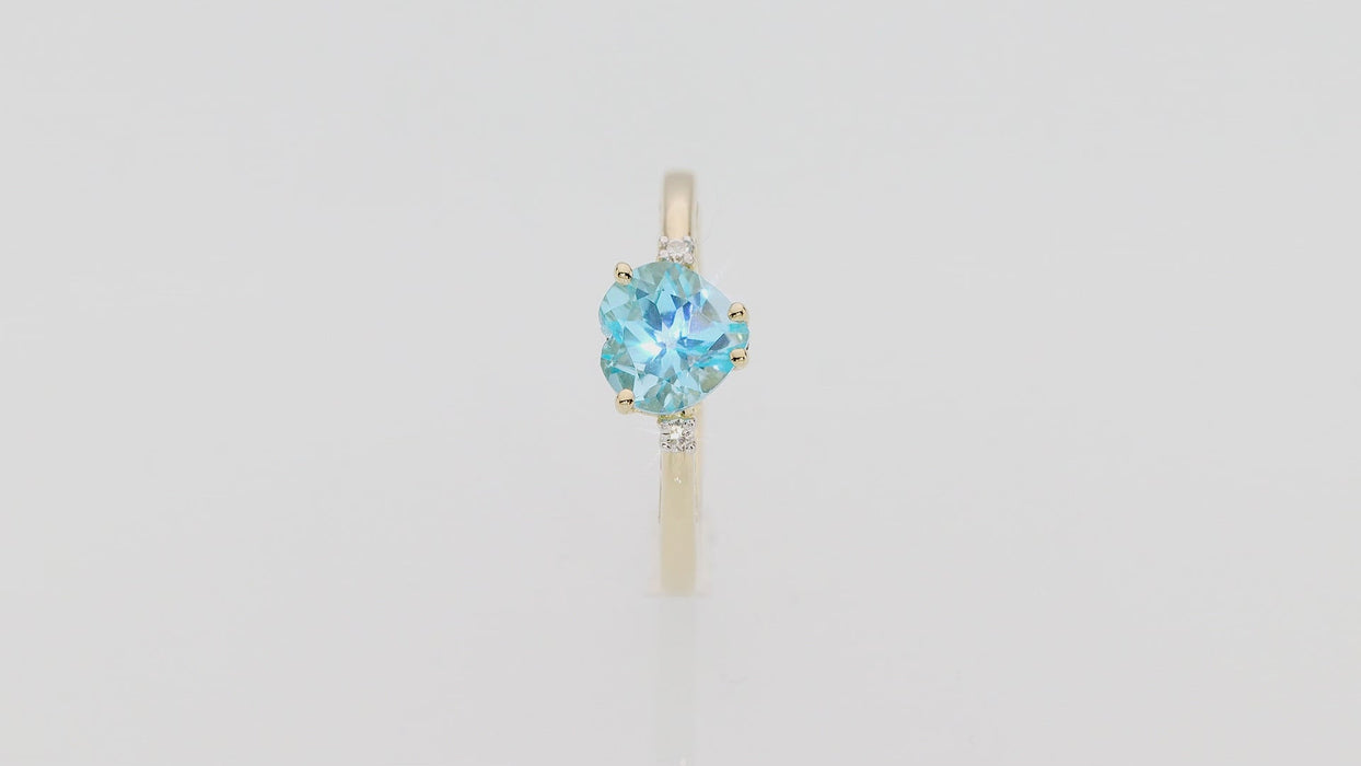 Inel Aur 14K cu Topaz Swiss 1.20 ct si Diamante Naturale 0.03 ct