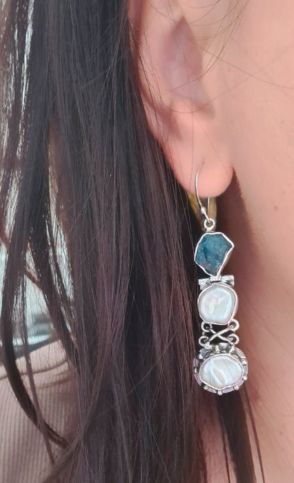 Set Argint 925 cu Perla Fresh Water si Apatit