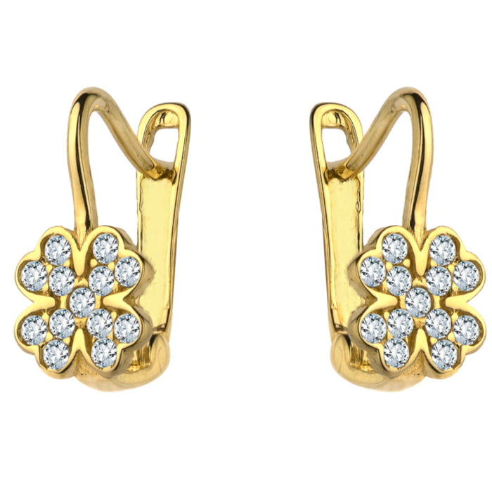 Cercei Aur 14k cu Trifoi si Zirconii