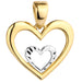 Pandantiv Inimă Dublă Rafinată din Aur 14K, Galben și Alb