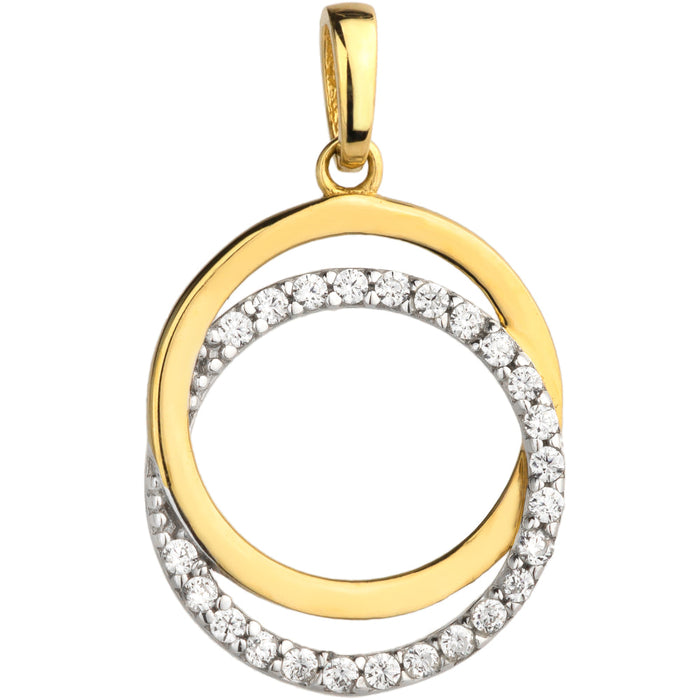 Pandantiv Aur 14k cu Cercuri Intrepatrunse si Zirconii Albe