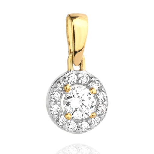 Pandantiv Aur 14K Cerc Cu Piatră Centrală Și Pietre Secundare