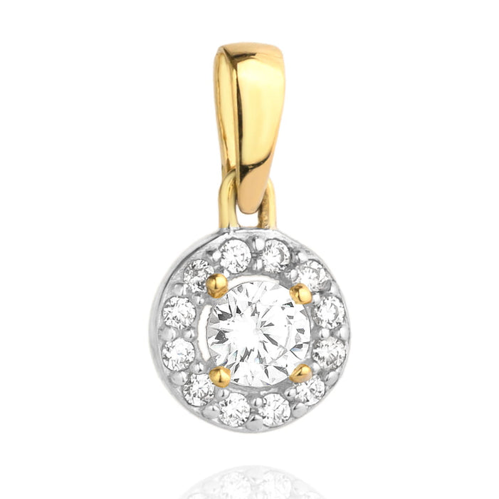 Pandantiv Aur 14K Cerc Cu Piatră Centrală Și Pietre Secundare