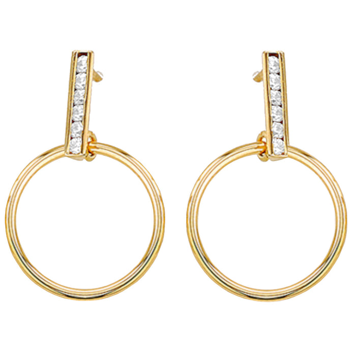 Cercei Aur 14k cu Cerculete si Zirconii Albe