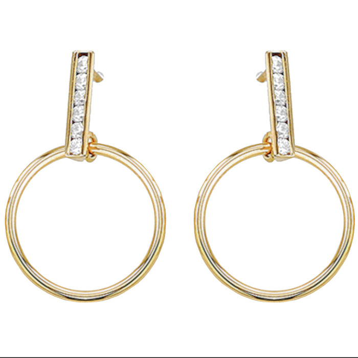 Cercei Aur 14k cu Cerculete si Zirconii Albe