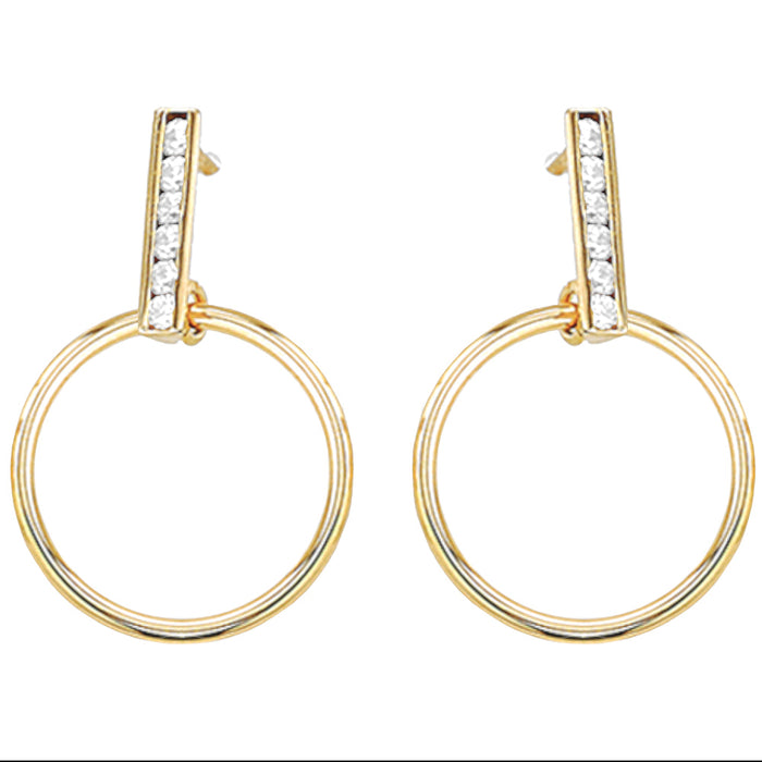 Cercei Aur 14k cu Cerculete si Zirconii Albe