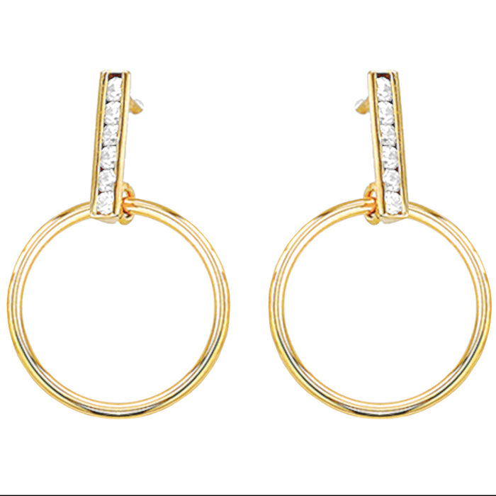 Cercei Aur 14k cu Cerculete si Zirconii Albe