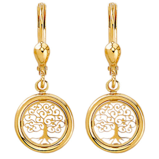 Cercei Aur 14k cu Copacul Vietii Ajurat