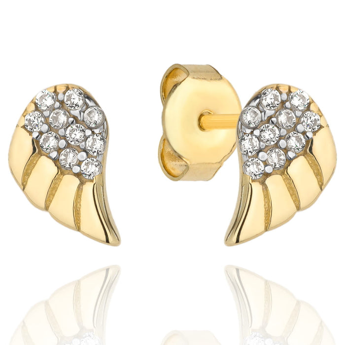 Cercei Aur 14k cu Aripi de Inger si Zirconii Albe