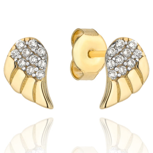 Cercei Aur 14k cu Aripi de Inger si Zirconii Albe