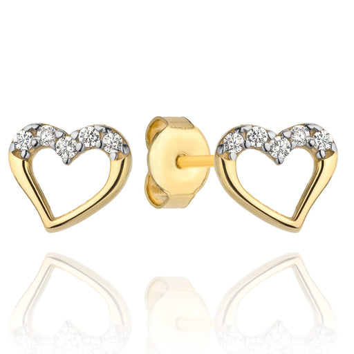 Cercei cu inimă și zirconiu cubic în partea de sus