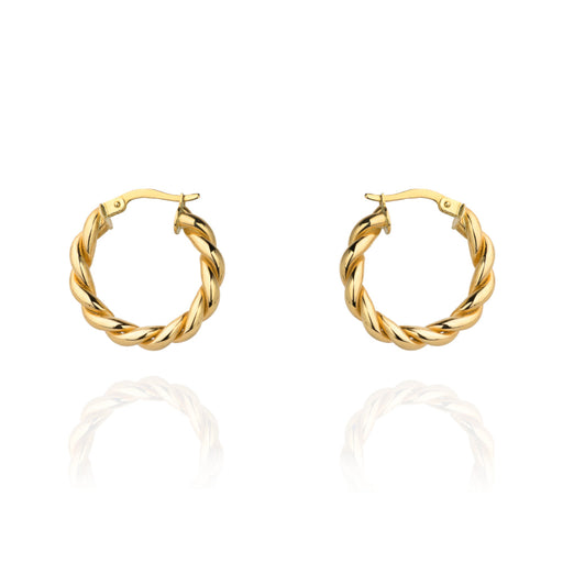 Cercei Cerculețe Împletite din Aur Galben 14K