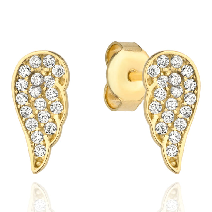 Cercei Aur 14k cu Aripi de Inger si Zirconii Albe