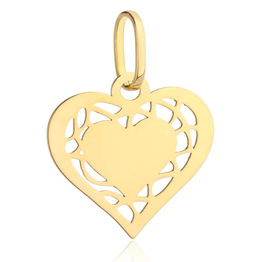 Pandantiv Aur 14K Două Inimi și Design Elegant