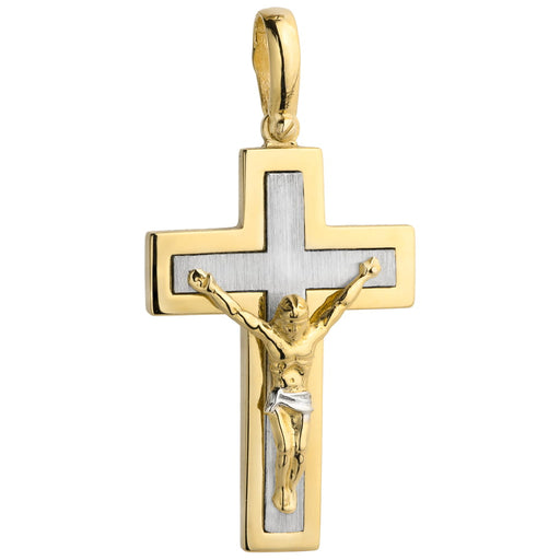 Cruce Mare Din Aur Cu Chipul Lui Isus, Două Culori