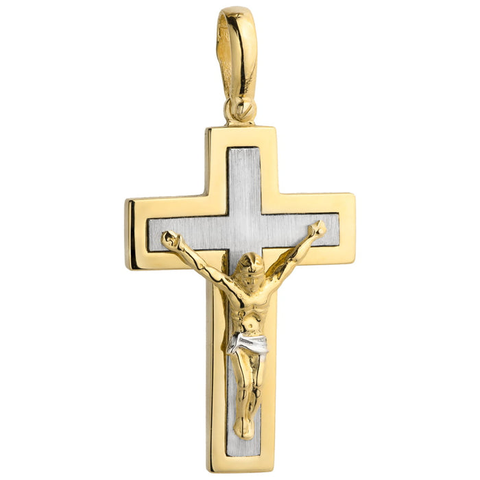 Cruce Mare Din Aur Cu Chipul Lui Isus, Două Culori