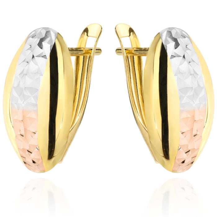 Cercei Aur 14k cu Model Roz si Alb