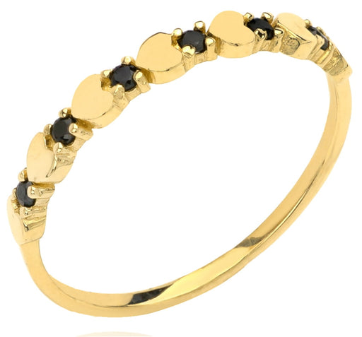 Inel Aur 14k cu Inimioare si Zirconii Negre