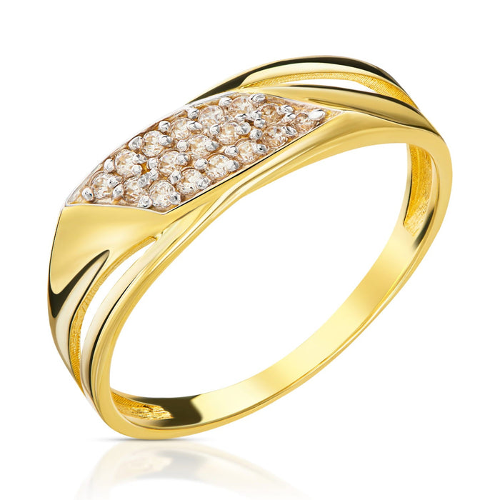 Inel de aur cu zirconi în formă de romb