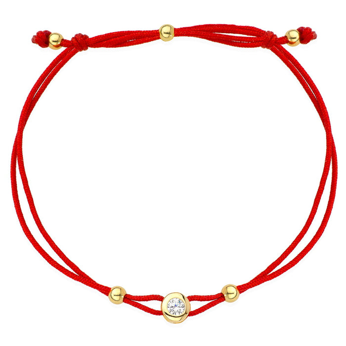 Bratara din Aur 14k cu Zirconi - snur rosu