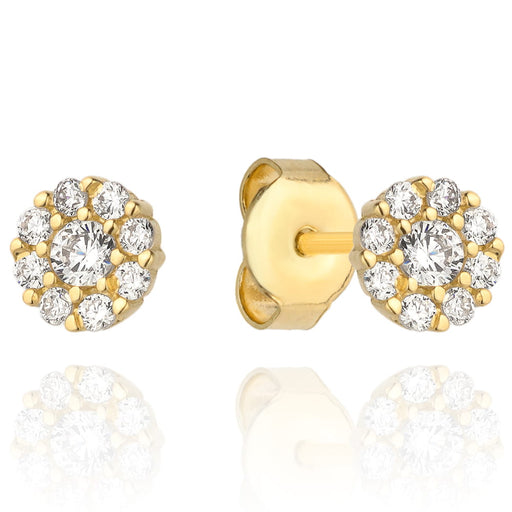 Cercei cu flori împânziți cu zirconii cubici