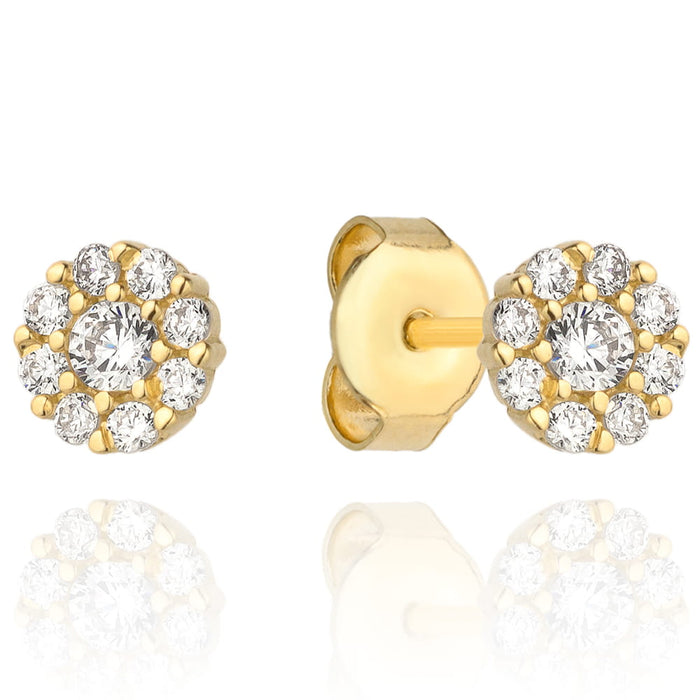 Cercei cu flori împânziți cu zirconii cubici