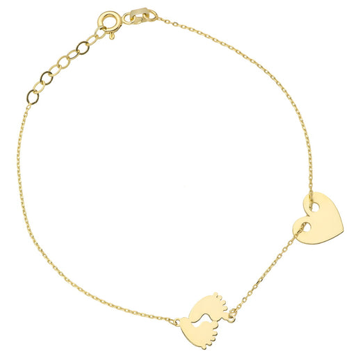 Brățară Aur Cu Pandantive Inimioară Și Piciorușe