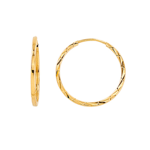 Cercei Creolă Rotunzi din Aur 14K, Fațetați, 2,2 cm