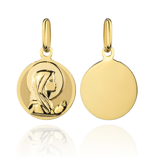 Medalion Aur 14K Maica Domnului Rugătoare în Cerc