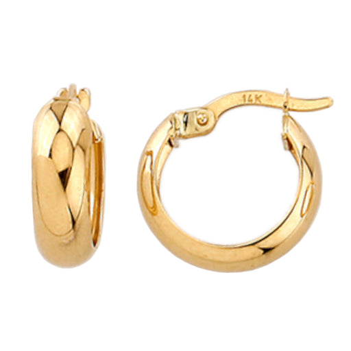 Cercei cu cercuri late din aur, mici, pe închizătoare englezească