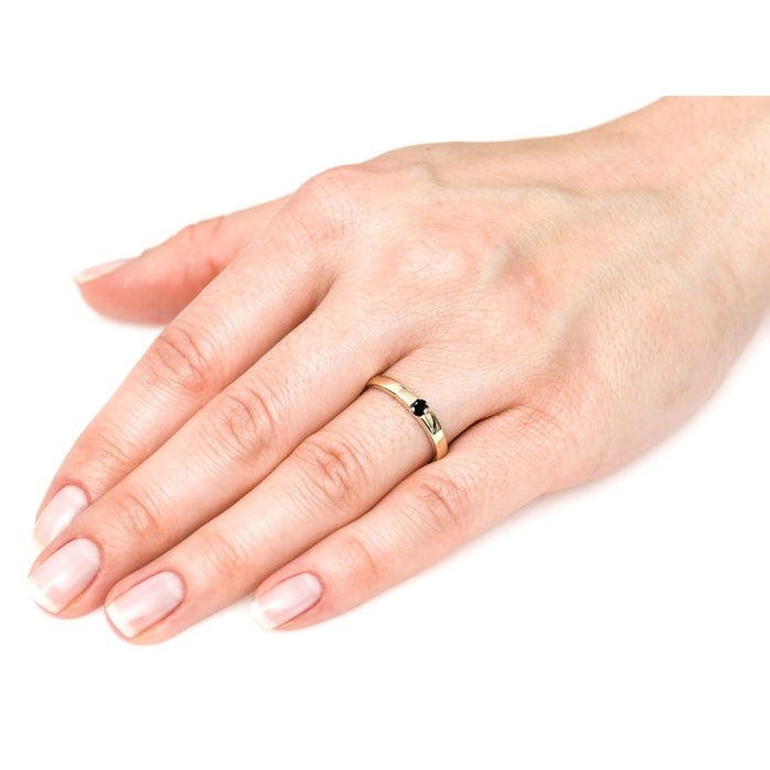 Inel Aur 8K cu Piatră Neagră - Eleganță Atemporală