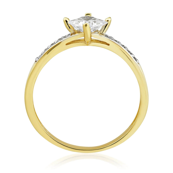 Inel de Logodnă Aur 8K cu Zirconii Albe – Eleganță Eternă