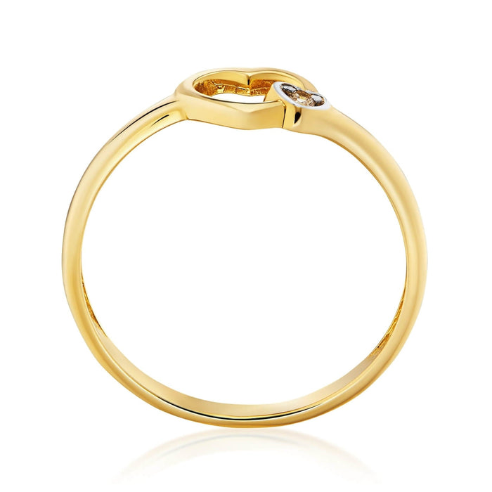 Inel Aur 8K Dublu Inimă cu Zirconiu - Eleganță Romantică