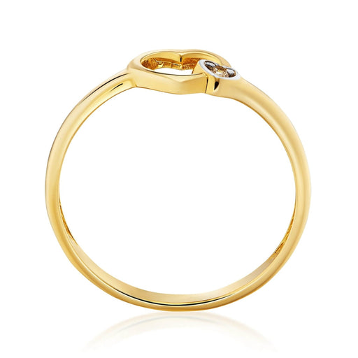 Inel Aur 8K Dublu Inimă cu Zirconiu - Eleganță Romantică