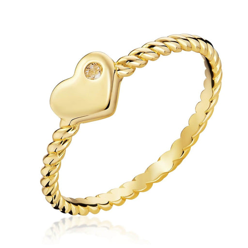 Inel Aur 8K Inimă Plină cu Zirconiu - Eleganță Românească