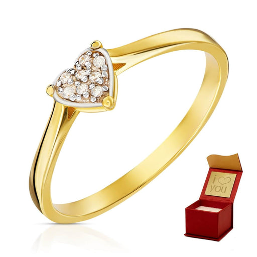Inel Aur 8K Inimă cu Zirconii - Eleganță Romantică