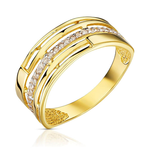 Inel Aur 8K: Banda Lată, Detaliu Elegant cu Zirconiu