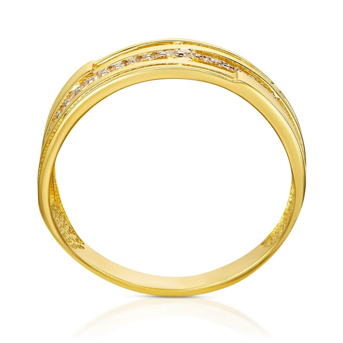 Inel Aur 8K: Banda Lată, Detaliu Elegant cu Zirconiu