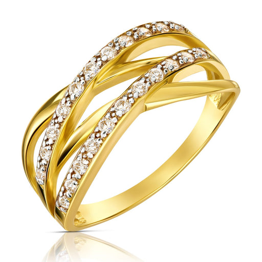 Inel Împletit din Aur 8K cu Zirconiu