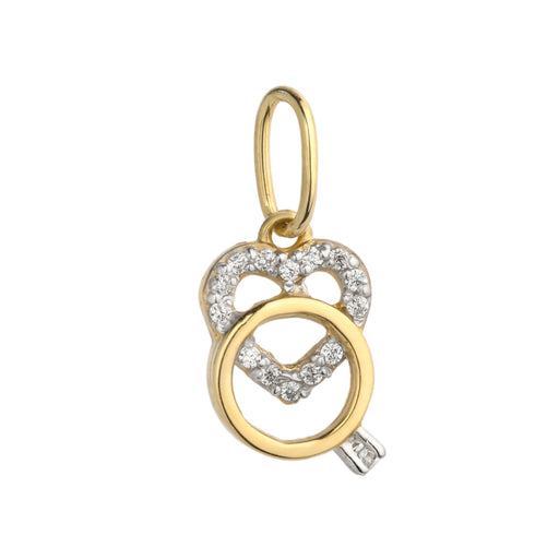 Pandantiv Inel și Inimă cu Zirconiu, Aur 14K