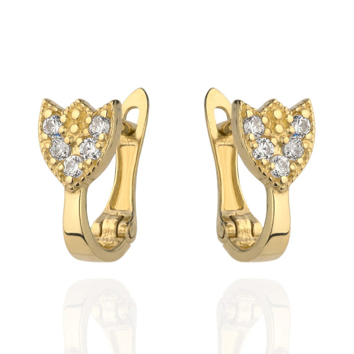 Cercei Aur 14k cu Lalele si Zirconii Albe