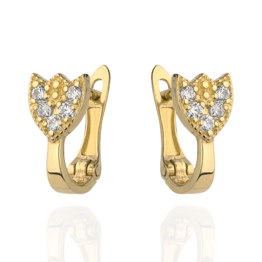 Cercei Aur 14k cu Lalele si Zirconii Albe