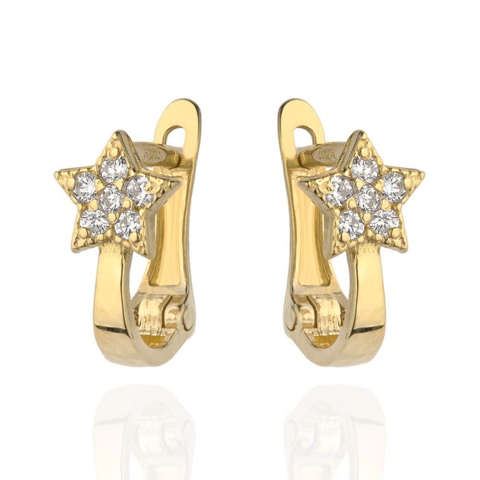 Cercei Aur 14k cu Stelute si Zirconii Albe