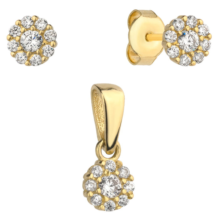 Set Cercei + Pandantiv cu Cristale- Aur 14k