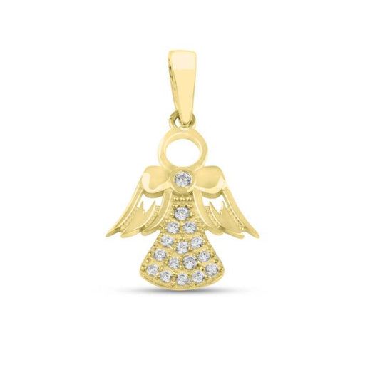 Pandantiv Aur 14k cu Ingeras si Zirconii Albe