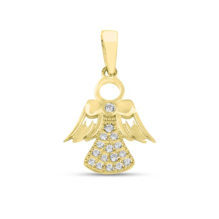 Pandantiv Aur 14k cu Ingeras si Zirconii Albe