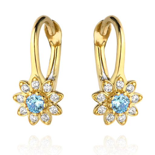 Cercei Aur 14k cu Floricele si Zirconii