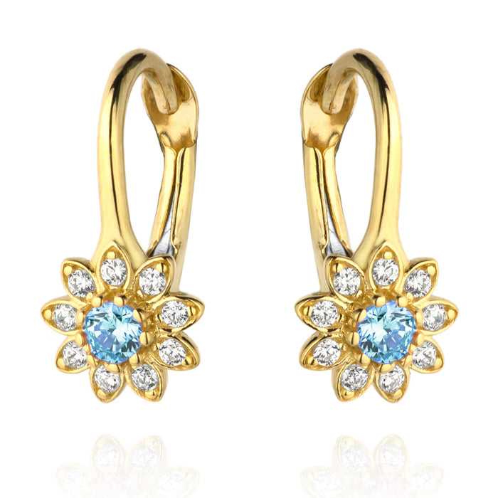 Cercei Aur 14k cu Floricele si Zirconii