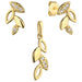 Set Cercei cu Frunze + Pandantiv si Cristale- Aur 14k